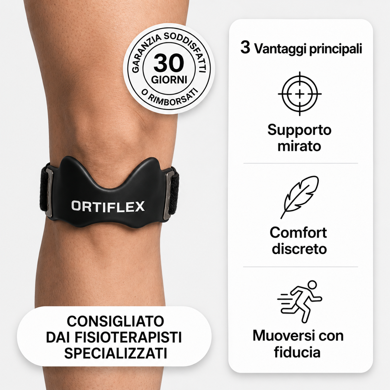 OrtiFlex™ Fascia rotulea mirata per ginocchio