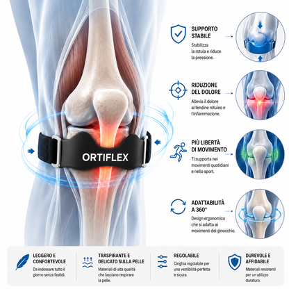 OrtiFlex™ Fascia rotulea mirata per ginocchio